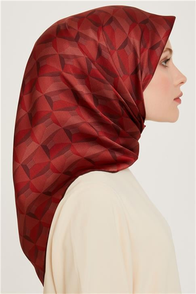 Armine Klasik Desenli Twill Saf İpek Eşarp 9204D 56