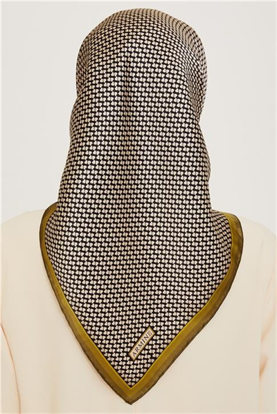 Armine Klasik Desenli Twill Saf İpek Eşarp 9243D 04 04