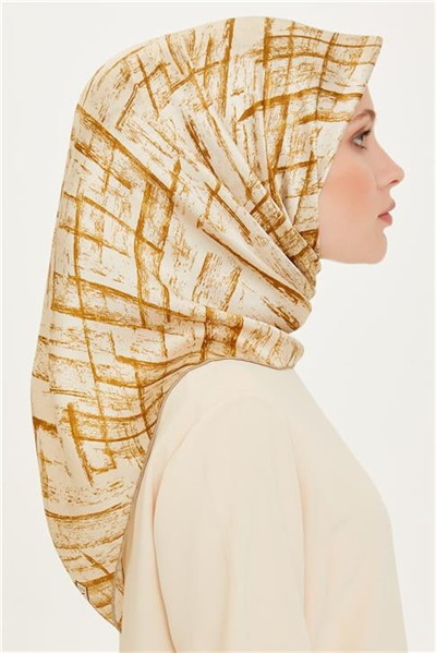 Armine Klasik Desenli Twill Saf İpek Eşarp 9258D 07