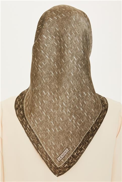 Armine Klasik Desenli Twill Saf İpek Eşarp 9230D 81