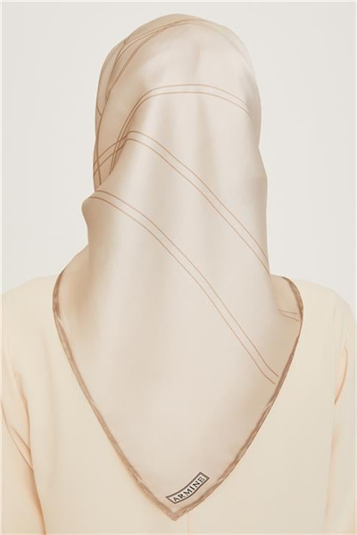 Armine Klasik Desenli Twill Saf İpek Eşarp 9251D 53