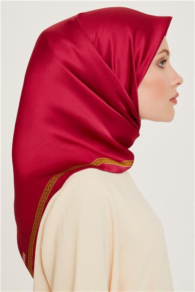 Armine Klasik Desenli Twill Saf İpek Eşarp 9261D 07 09