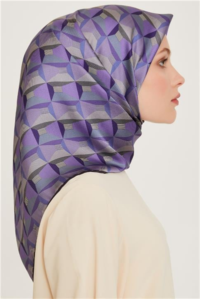 Armine Klasik Desenli Twill Saf İpek Eşarp 9204D 37