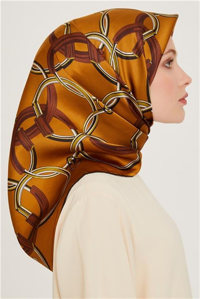 Armine Klasik Desenli Twill Saf İpek Eşarp 9203D 53