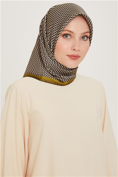 Armine Klasik Desenli Twill Saf İpek Eşarp 9243D 04 04