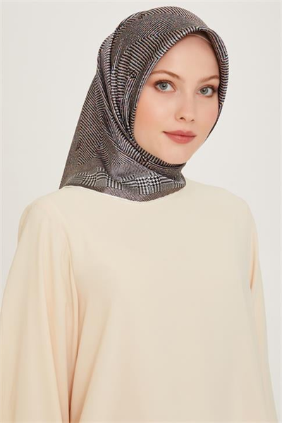 Armine Klasik Desenli Twill Saf İpek Eşarp 9252D 03 09