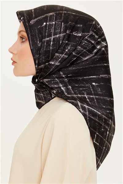 Armine Klasik Desenli Twill Saf İpek Eşarp 9258D 05