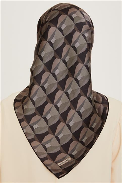 Armine Klasik Desenli Twill Saf İpek Eşarp 9204D 83
