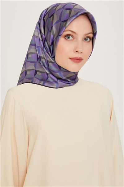 Armine Klasik Desenli Twill Saf İpek Eşarp 9204D 37