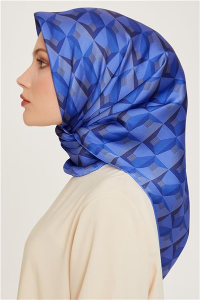 Armine Klasik Desenli Twill Saf İpek Eşarp 9204D 05