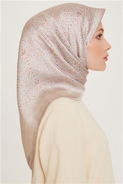 Armine Klasik Desenli Twill Saf İpek Eşarp 9252D 03 04