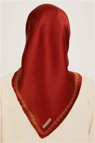 Armine Klasik Desenli Twill Saf İpek Eşarp 9260D 83