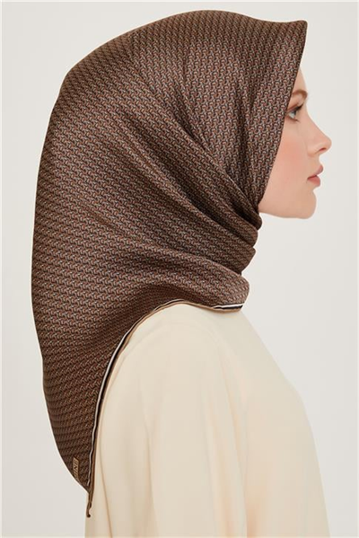 Armine Klasik Desenli Twill Saf İpek Eşarp 9250D 80