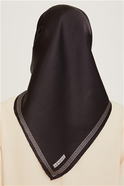 Armine Klasik Desenli Twill Saf İpek Eşarp 9261D 07 82