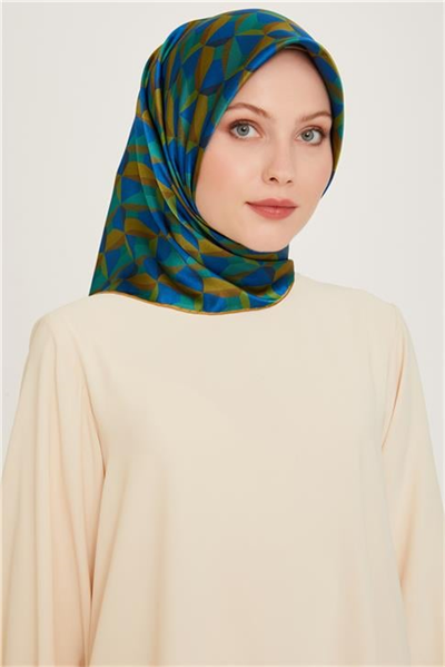 Armine Klasik Desenli Twill Saf İpek Eşarp 9204D 33