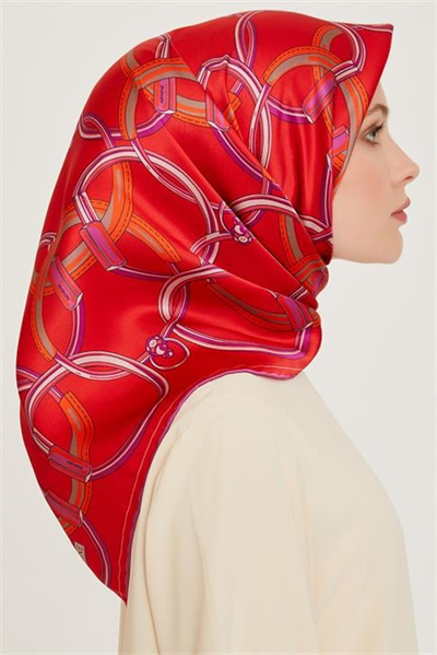 Armine Klasik Desenli Twill Saf İpek Eşarp 9203D 81