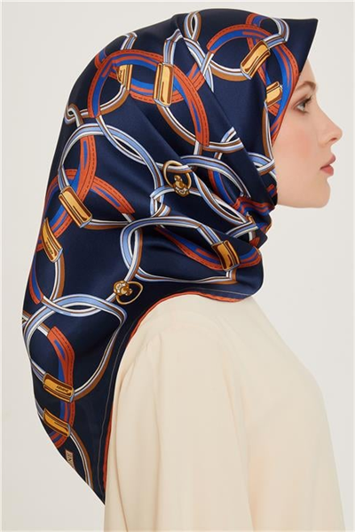 Armine Klasik Desenli Twill Saf İpek Eşarp 9203D 07