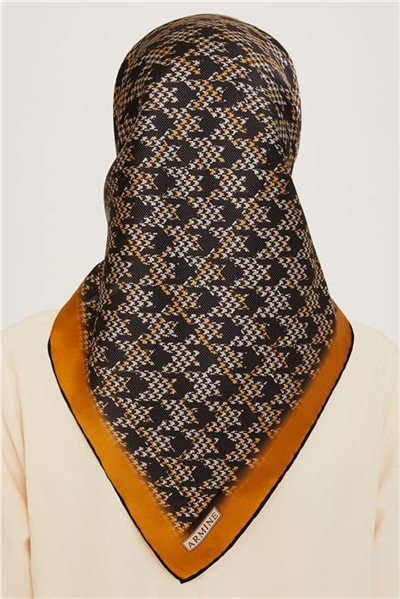Armine Klasik Desenli Twill Saf İpek Eşarp 9239D 31