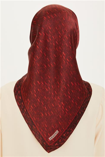 Armine Klasik Desenli Twill Saf İpek Eşarp 9230D 85