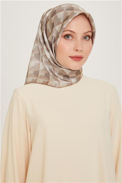 Armine Klasik Desenli Twill Saf İpek Eşarp 9204D 85