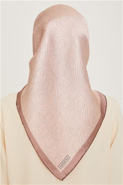 Armine Klasik Desenli Twill Saf İpek Eşarp 9246D 04
