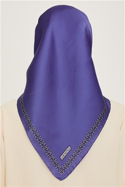 Armine Klasik Desenli Twill Saf İpek Eşarp 9260D 39