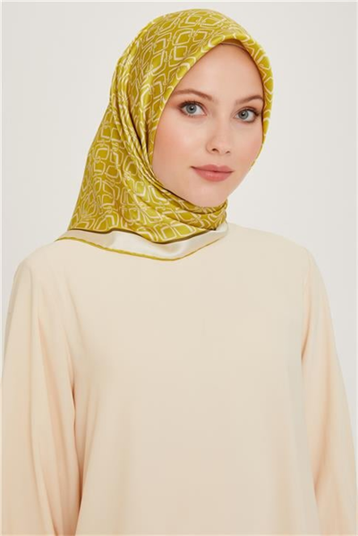 Armine Klasik Desenli Twill Saf İpek Eşarp 9248D 05 33