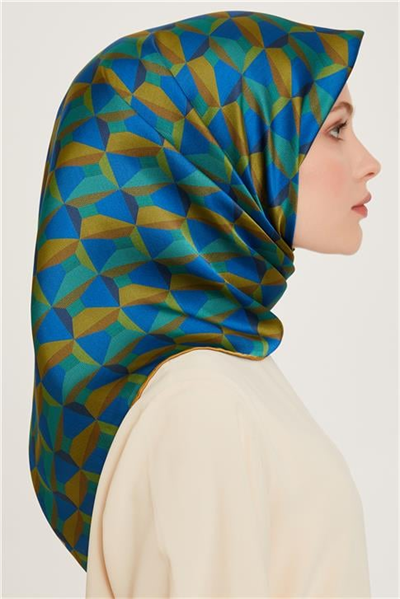 Armine Klasik Desenli Twill Saf İpek Eşarp 9204D 33