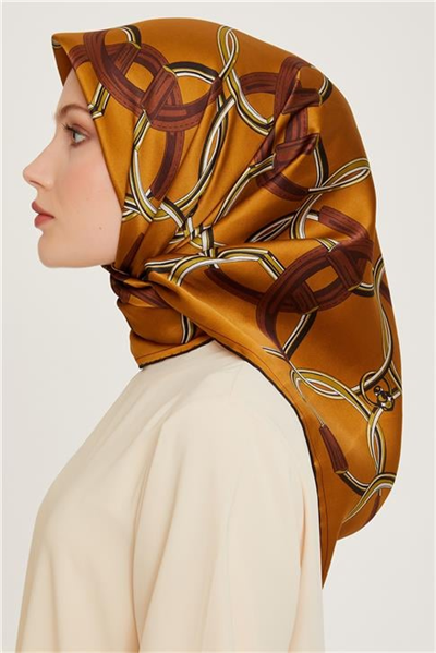 Armine Klasik Desenli Twill Saf İpek Eşarp 9203D 53