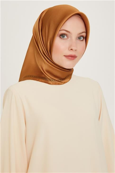 Armine Klasik Desenli Twill Saf İpek Eşarp 9261D 07 08