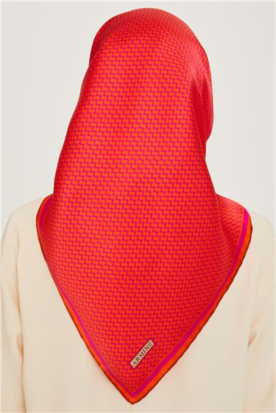 Armine Klasik Desenli Twill Saf İpek Eşarp 9243D 04 33