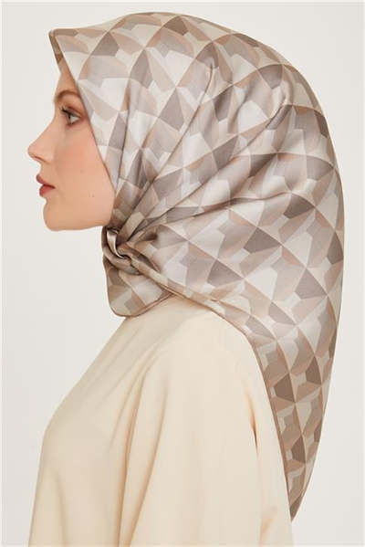 Armine Klasik Desenli Twill Saf İpek Eşarp 9204D 85