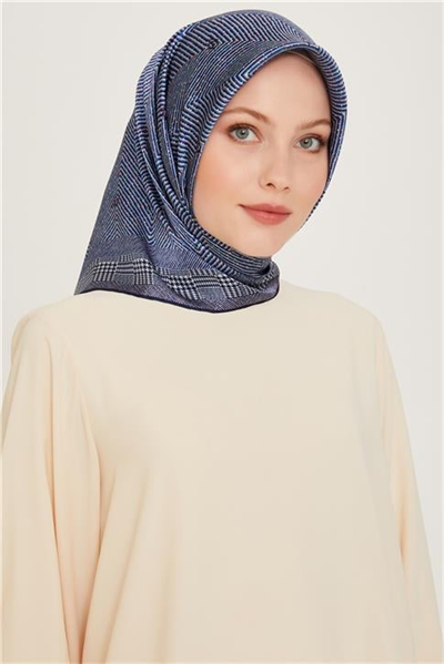 Armine Klasik Desenli Twill Saf İpek Eşarp 9252D 03 02
