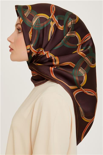 Armine Klasik Desenli Twill Saf İpek Eşarp 9203D 85