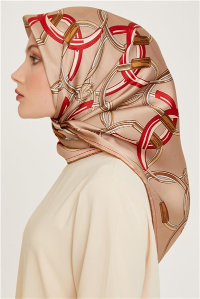 Armine Klasik Desenli Twill Saf İpek Eşarp 9203D 05