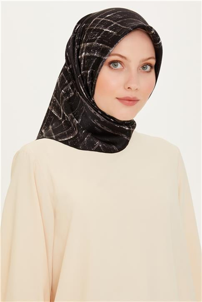 Armine Klasik Desenli Twill Saf İpek Eşarp 9258D 05