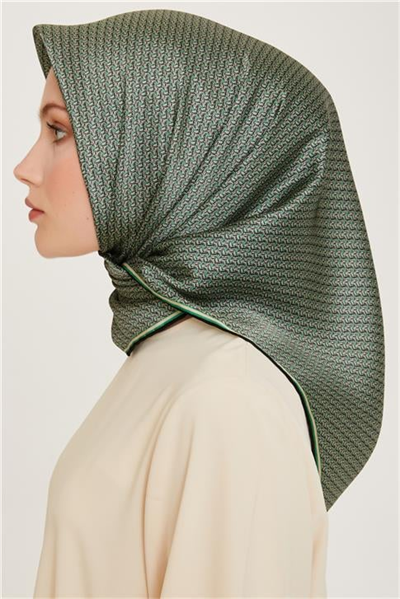 Armine Klasik Desenli Twill Saf İpek Eşarp 9250D 03