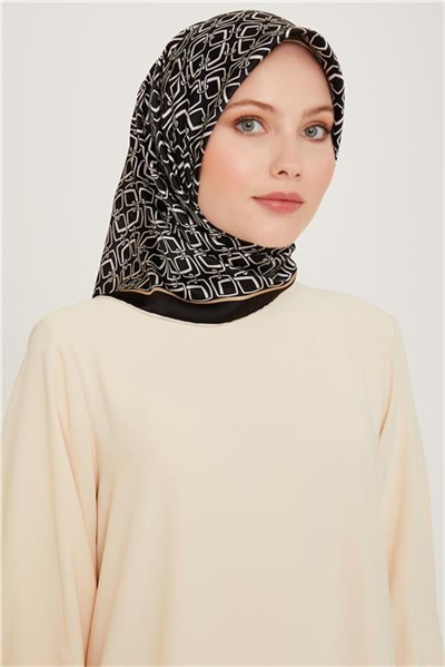 Armine Klasik Desenli Twill Saf İpek Eşarp 9248D 05 01