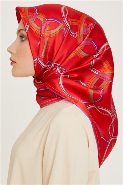 Armine Klasik Desenli Twill Saf İpek Eşarp 9203D 81