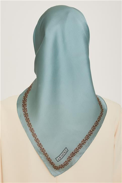 Armine Klasik Desenli Twill Saf İpek Eşarp 9260D 37