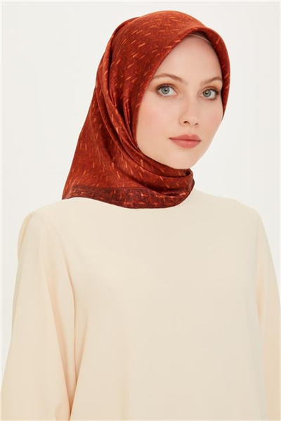 Armine Klasik Desenli Twill Saf İpek Eşarp 9230D 83