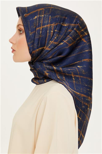 Armine Klasik Desenli Twill Saf İpek Eşarp 9258D 03