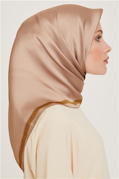 Armine Klasik Desenli Twill Saf İpek Eşarp 9261D 07 05