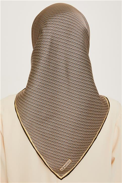 Armine Klasik Desenli Twill Saf İpek Eşarp 9250D 31