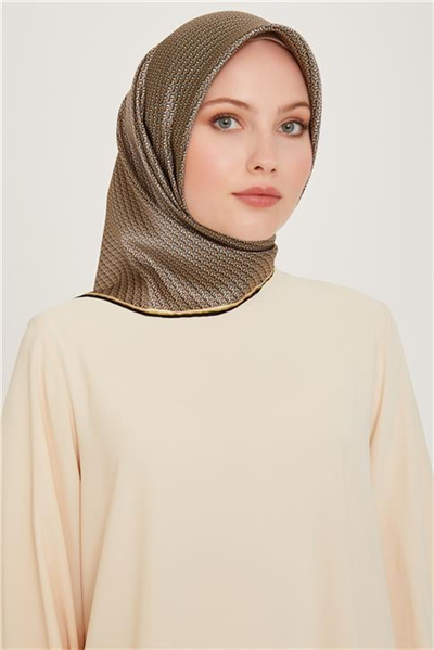 Armine Klasik Desenli Twill Saf İpek Eşarp 9250D 31