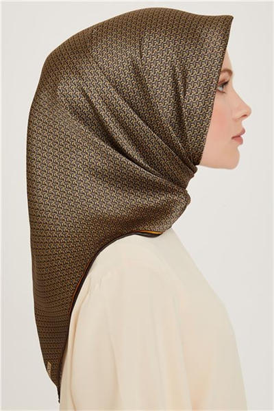Armine Klasik Desenli Twill Saf İpek Eşarp 9250D 52