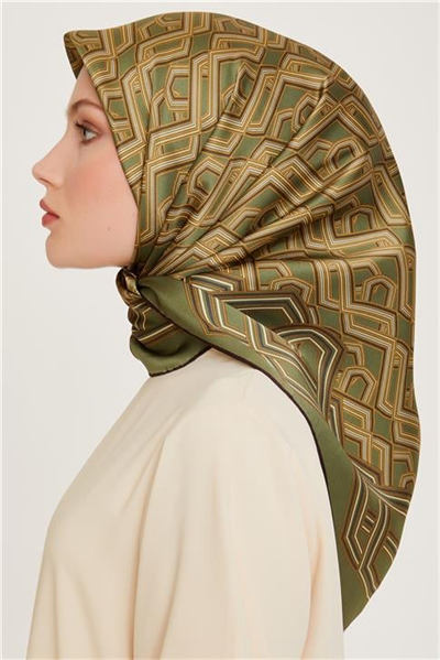 Armine Klasik Desenli Twill Saf İpek Eşarp 9213D 51