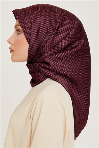 Armine Klasik Desenli Twill Saf İpek Eşarp 9210D 80 01