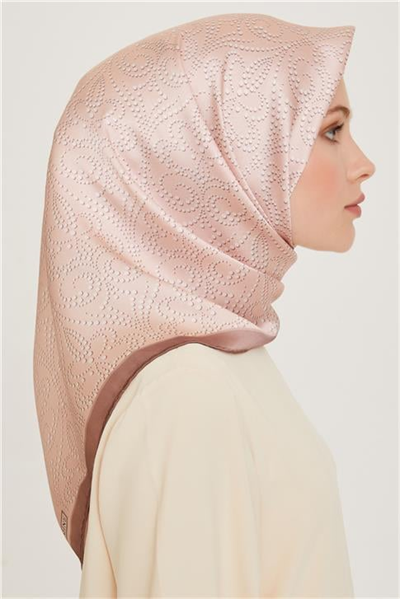 Armine Klasik Desenli Twill Saf İpek Eşarp 9246D 04