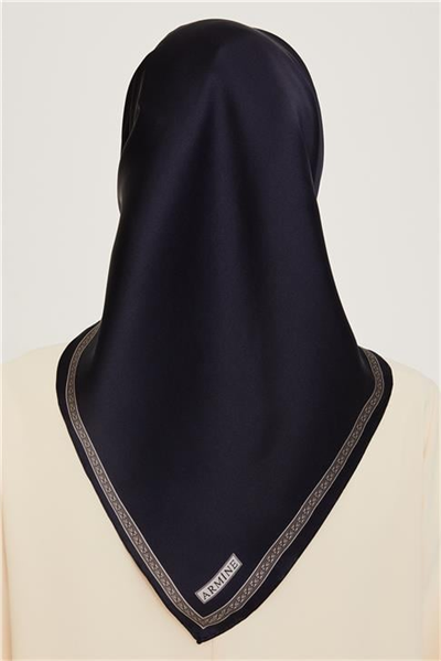 Armine Klasik Desenli Twill Saf İpek Eşarp 9261D 07 37